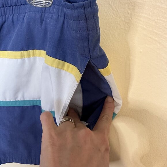 Vtg Catalina  Mens Swim Shorts 36 Blue Striped Drawstring Pockets Swimwear Beach - Picture 4 of 6
